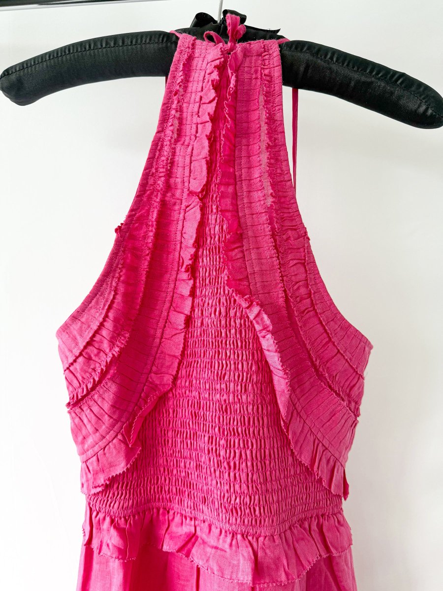 Sea New York Pink Cole Smocked Halterneck Ramie Dress - Imagen 7