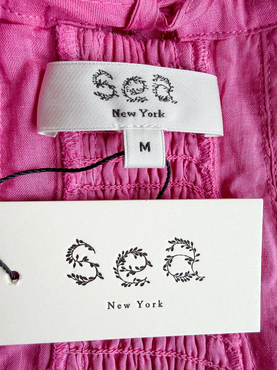 Sea New York Pink Cole Smocked Halterneck Ramie Dress - Imagen 9