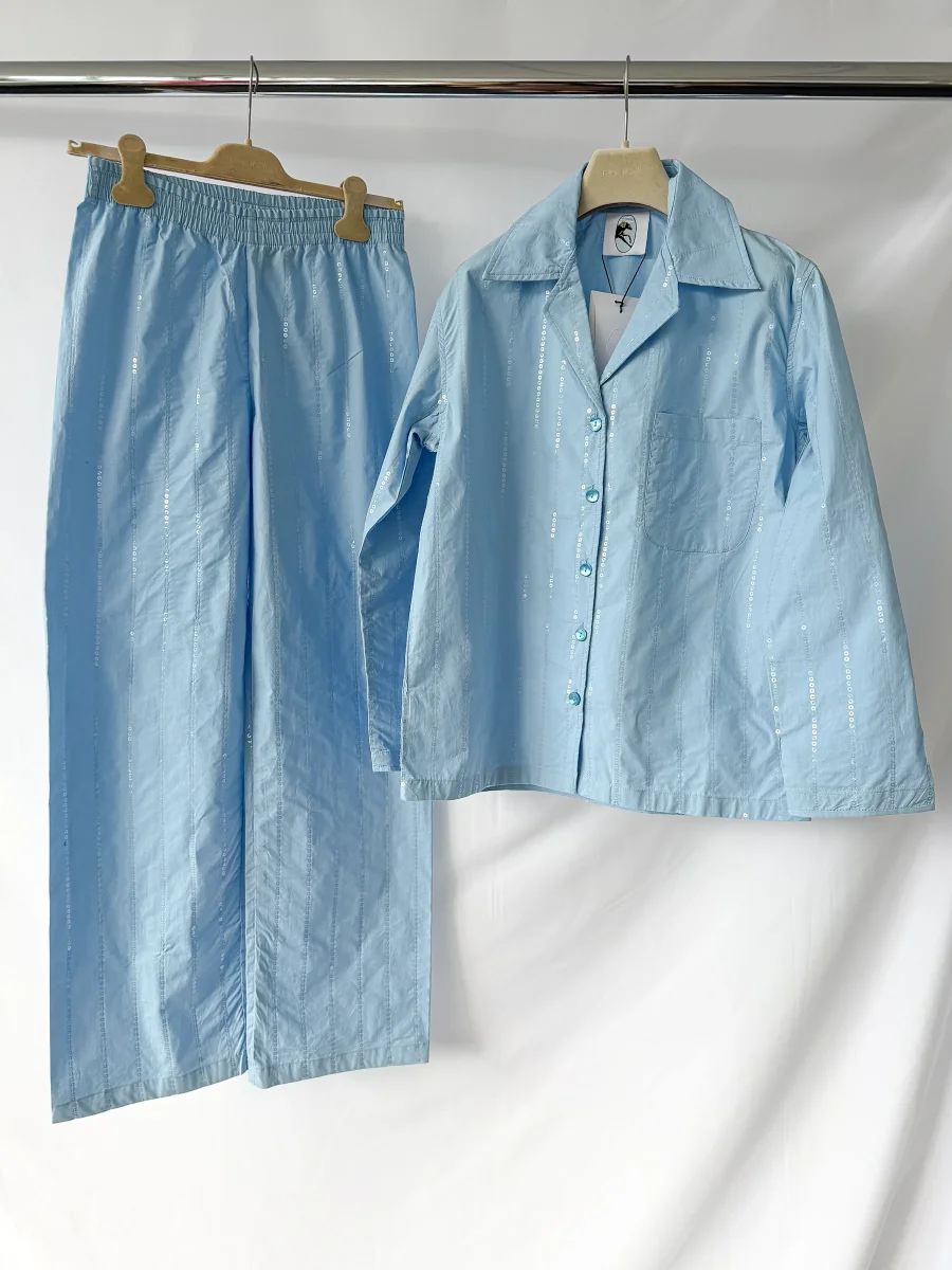 Sleeper Milky Way Blue Sequined Cotton Pyjama Set - Imagen 3