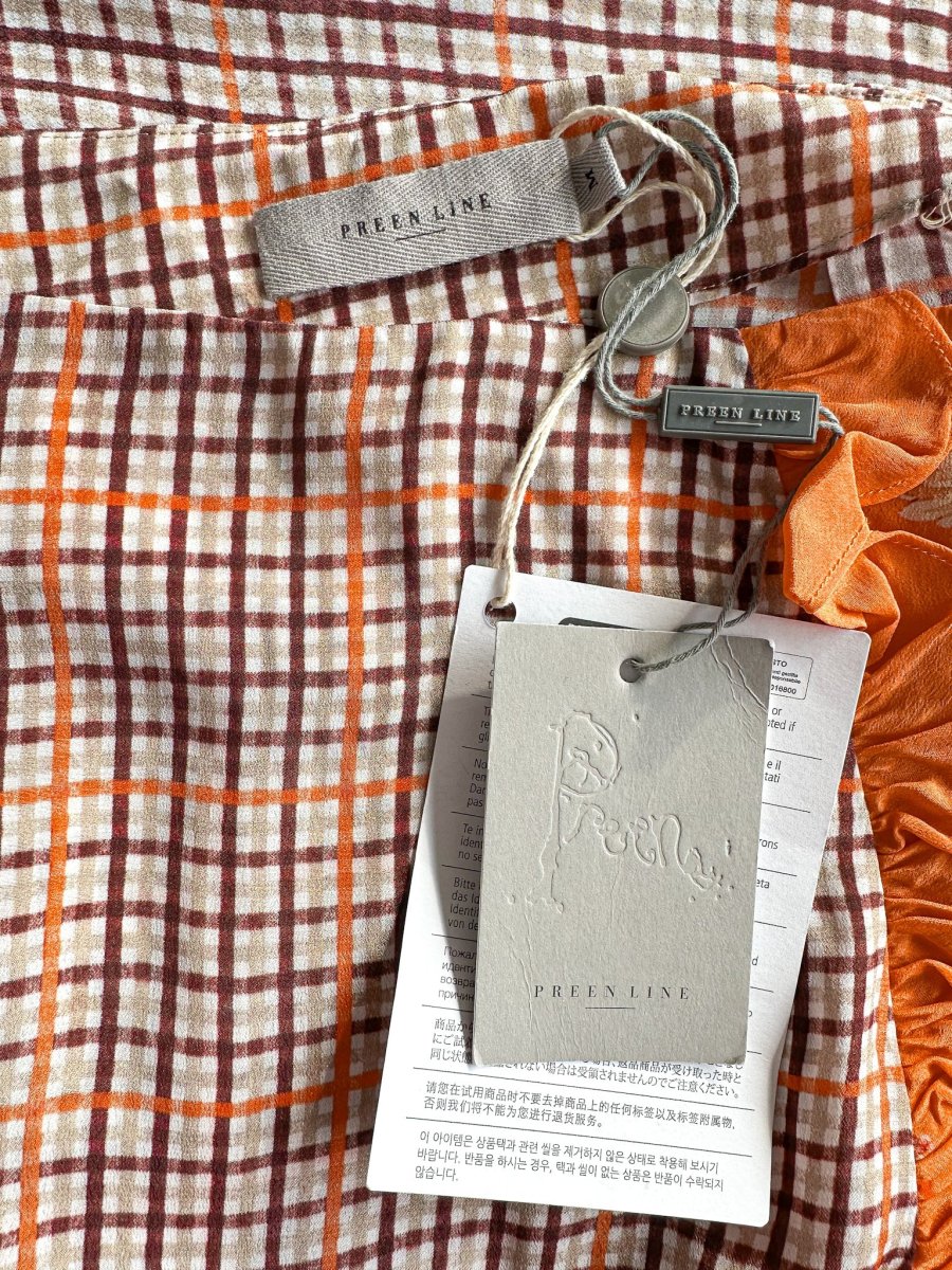 Preen Line Nevah Checked Patchwork Print Orange Skirt - Imagen 9