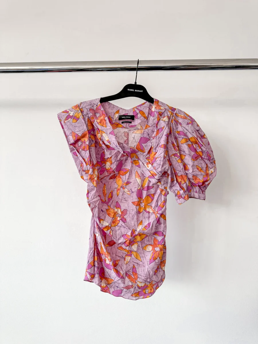 Isabel Marant Madinea Asymmetric Floral-Print Crepe Pink Top - Imagen 6