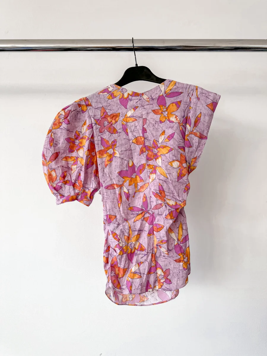 Isabel Marant Madinea Asymmetric Floral-Print Crepe Pink Top - Imagen 9