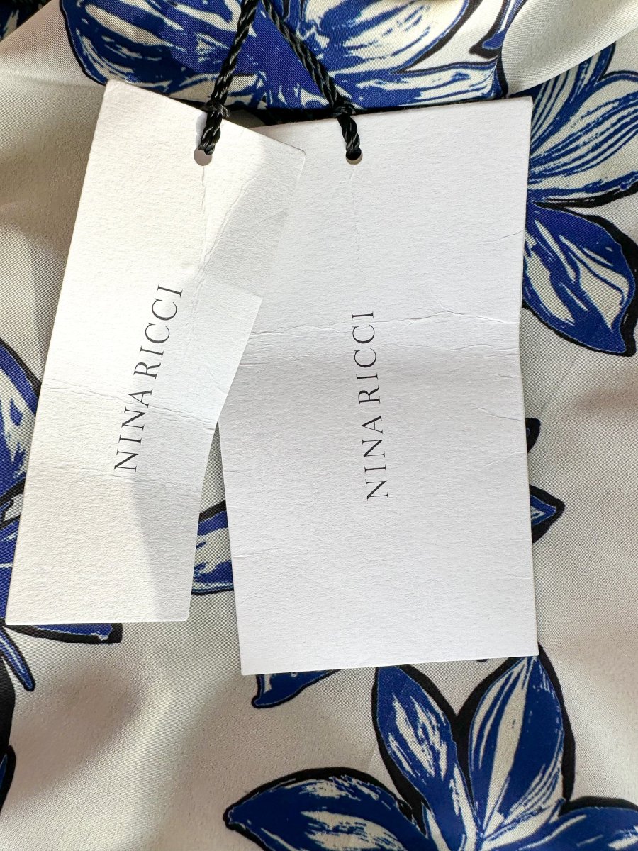 Nina Ricci Blue Floral Print Long Culottes Shorts - Imagen 5