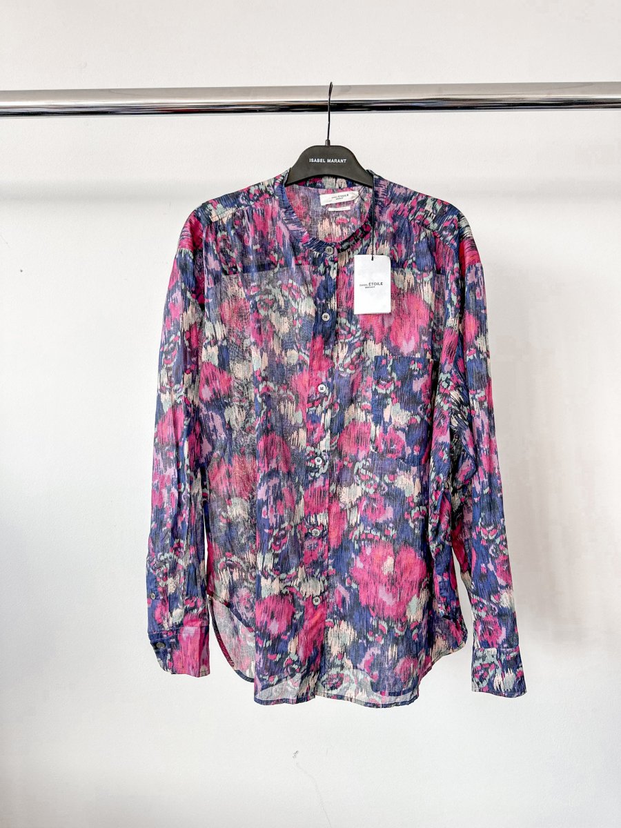 Isabel Marant Etoile Floral Pink Purple Chemise Mexika Shirt - Imagen 5