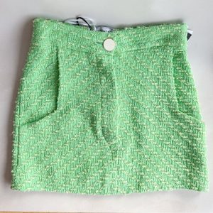 Rowen Rose Green Tweed Mini Skirt