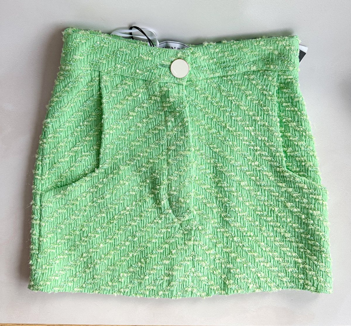 Rowen Rose Green Tweed Mini Skirt