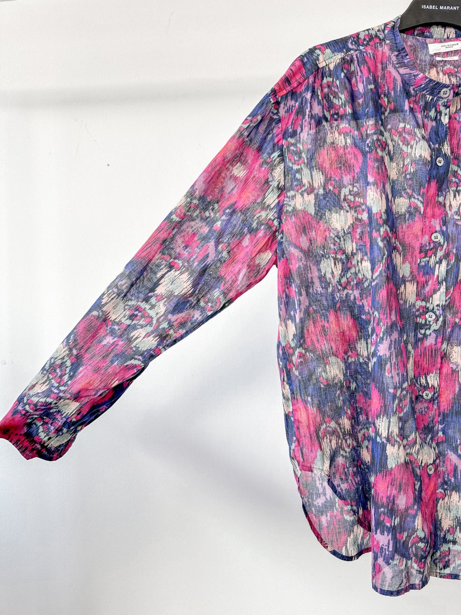 Isabel Marant Etoile Floral Pink Purple Chemise Mexika Shirt - Imagen 6
