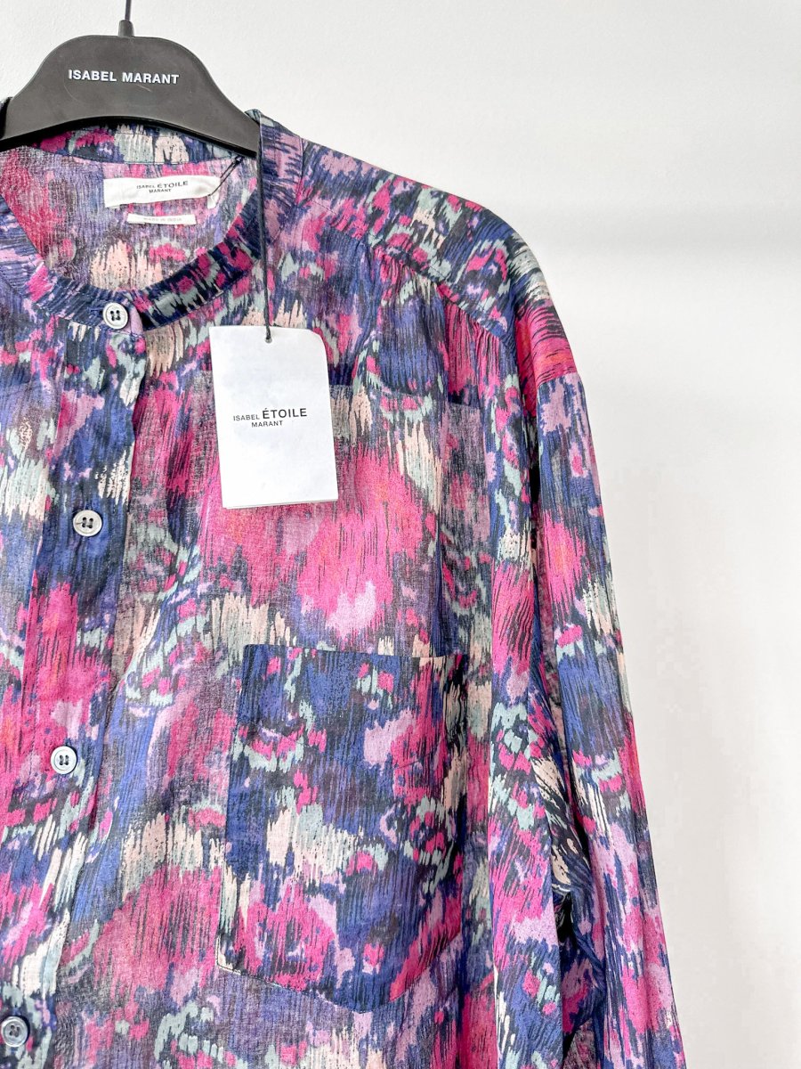 Isabel Marant Etoile Floral Pink Purple Chemise Mexika Shirt - Imagen 7