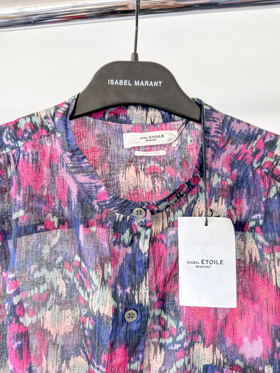 Isabel Marant Etoile Floral Pink Purple Chemise Mexika Shirt - Imagen 8