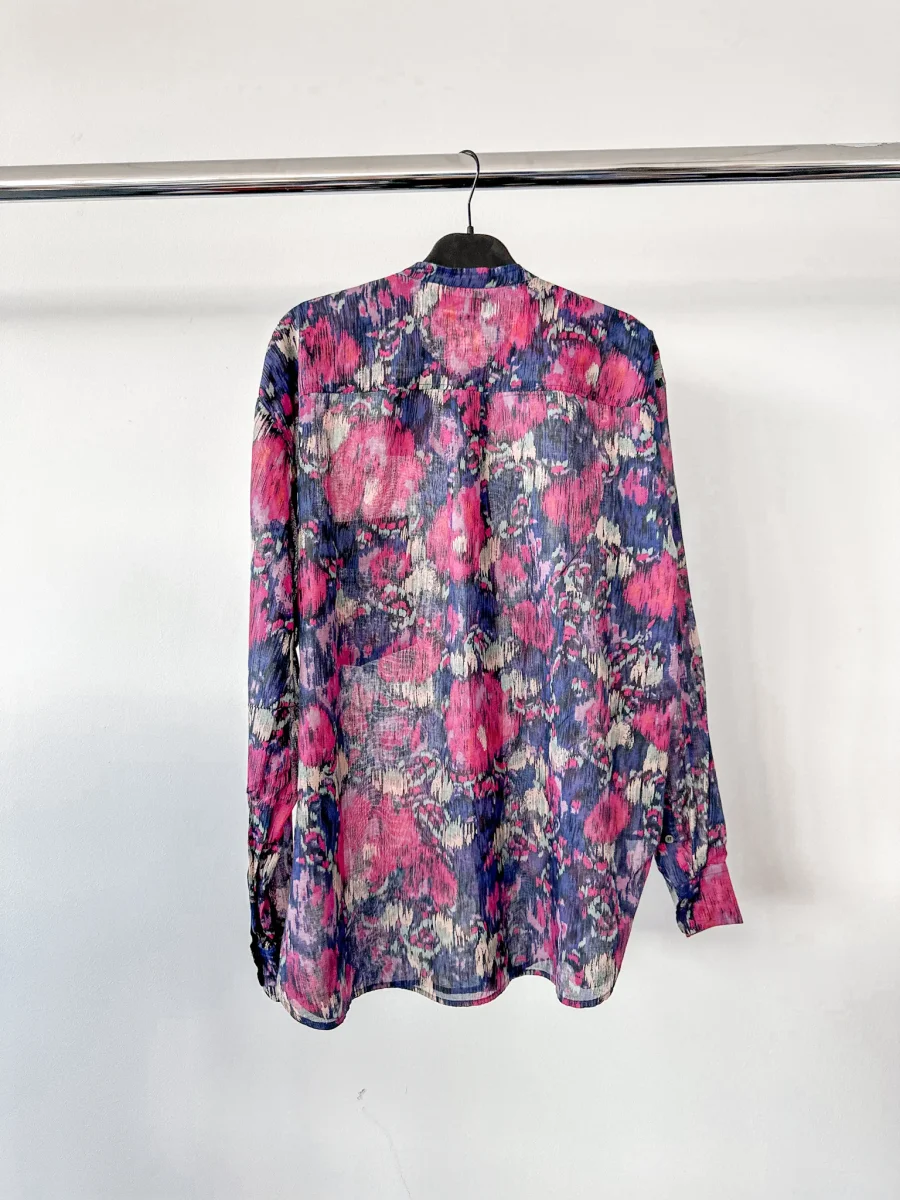 Isabel Marant Etoile Floral Pink Purple Chemise Mexika Shirt - Imagen 9