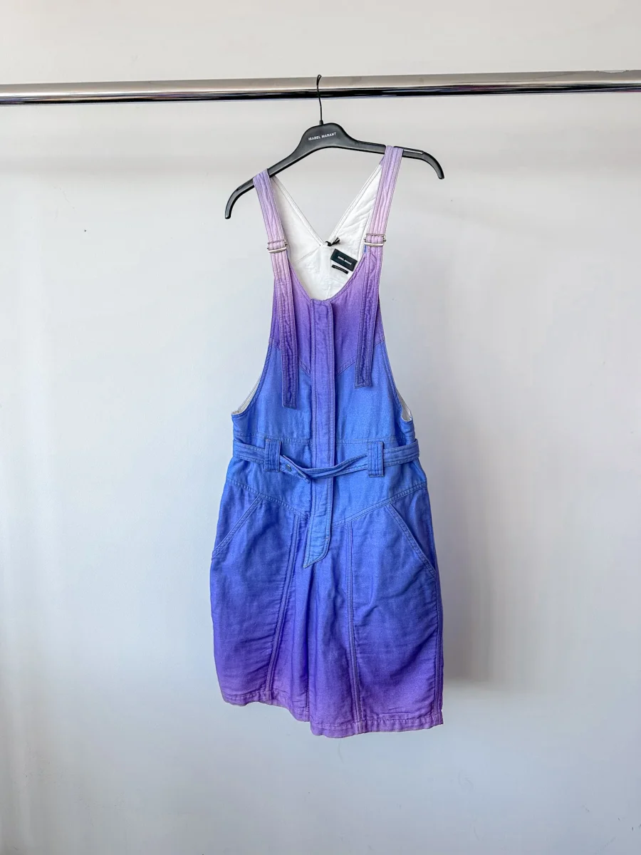 Isabel Marant Kailatd Purple Ombré Brushed Cotton Linen-Blend Dungaree Playsuit - Imagen 3
