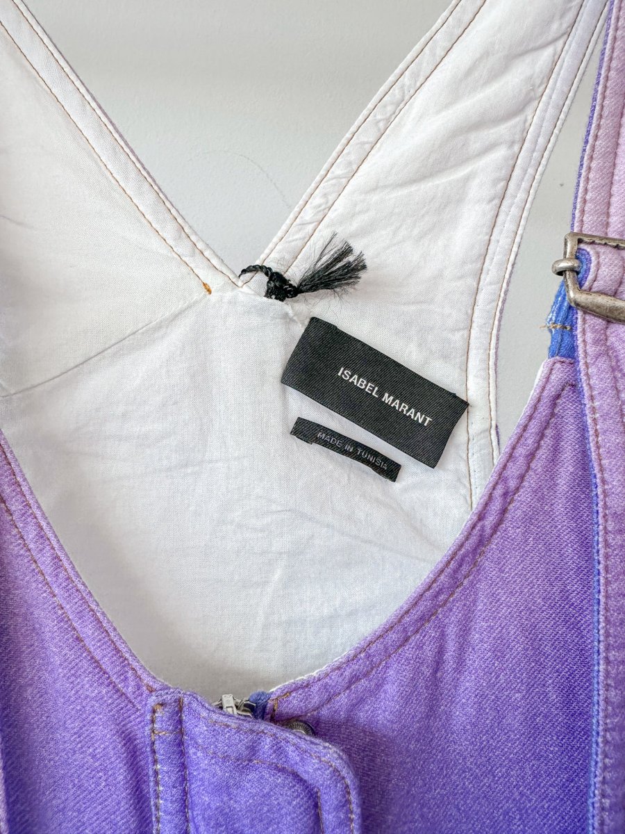 Isabel Marant Kailatd Purple Ombré Brushed Cotton Linen-Blend Dungaree Playsuit - Imagen 4