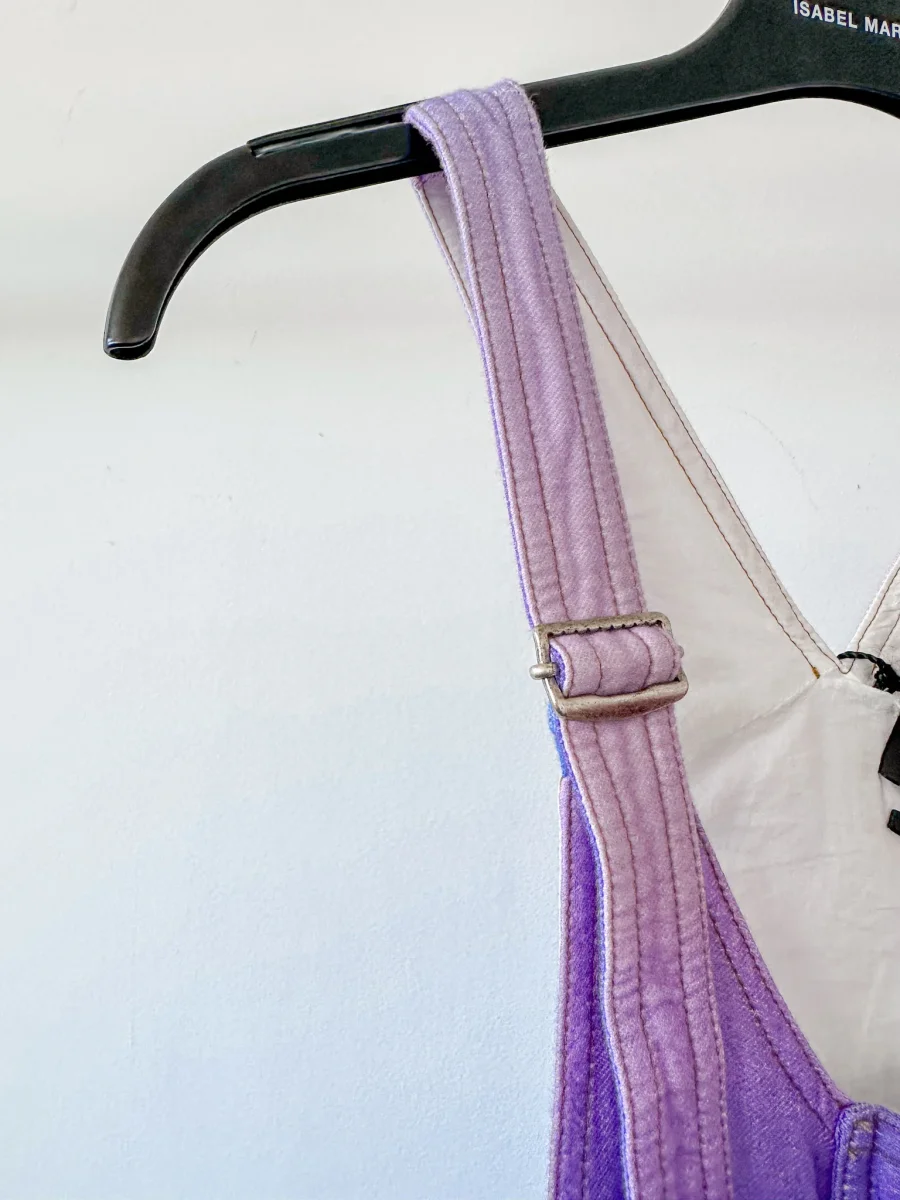Isabel Marant Kailatd Purple Ombré Brushed Cotton Linen-Blend Dungaree Playsuit - Imagen 9