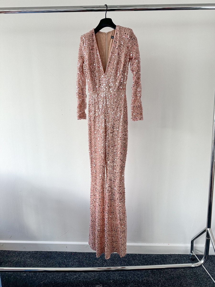 Nadine Merabi Pink Eliza Beaded Embellished Jumpsuit - Imagen 7