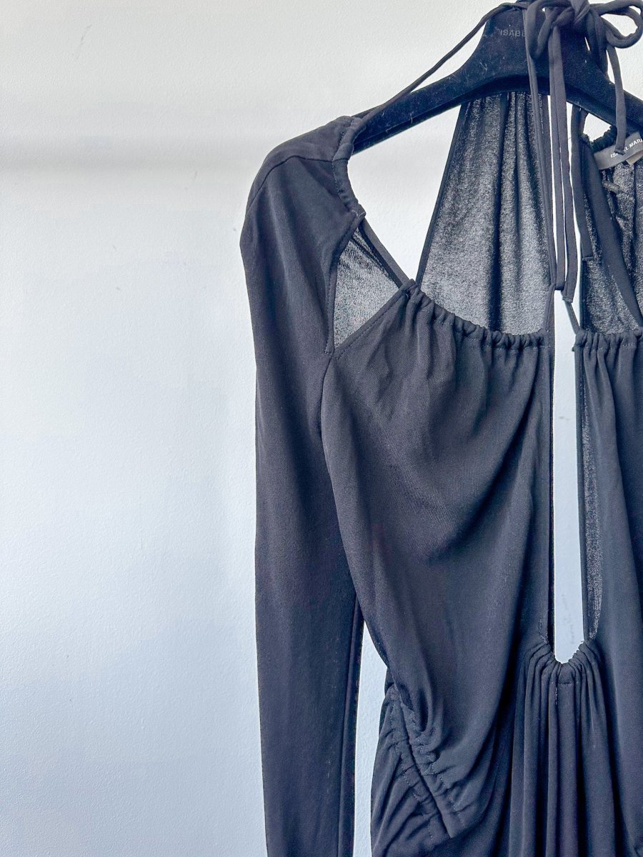 Isabel Marant Black Jadessi Cut-Out Keyhole Neck Strappy Dress DAMAGED - Imagen 9