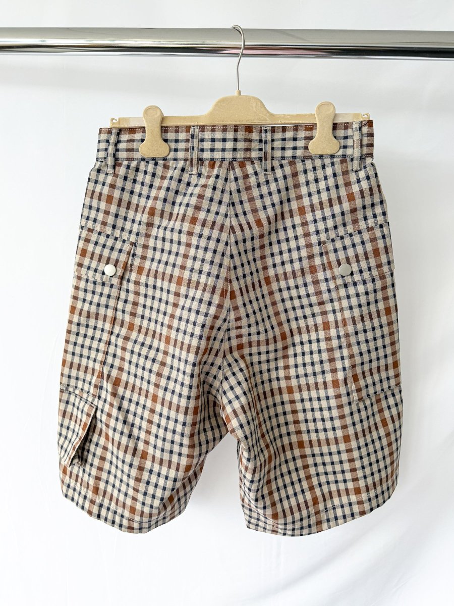 Nigel Cabourn Beige Check P-4 Shorts - Imagen 3