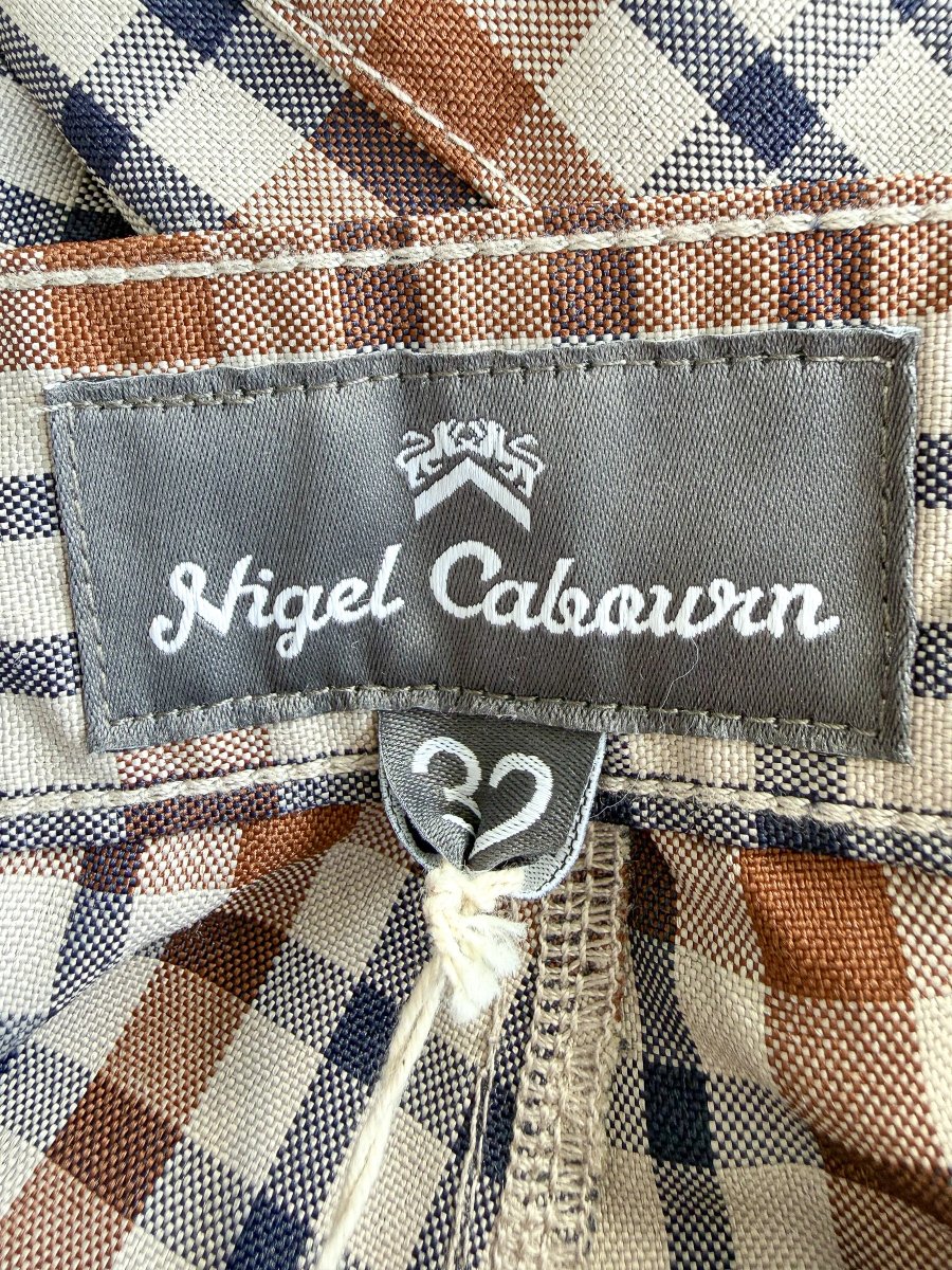 Nigel Cabourn Beige Check P-4 Shorts - Imagen 6