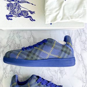 Burberry Check Knit Box Chucky Sneakers Blue