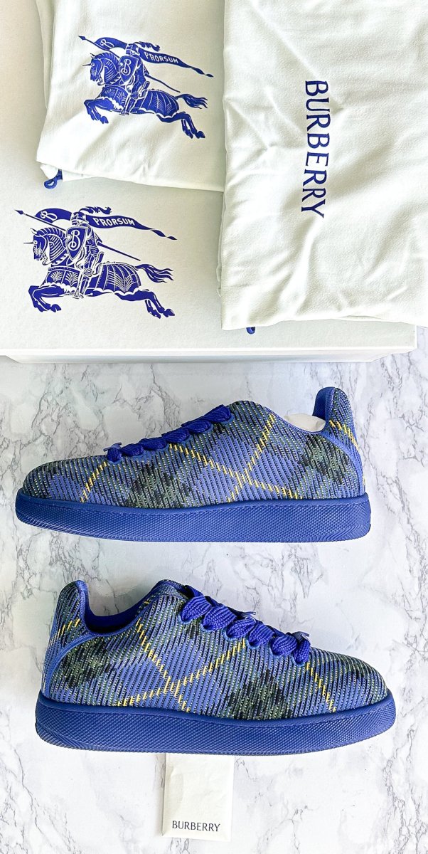 Burberry Check Knit Box Chucky Sneakers Blue - Imagen 2