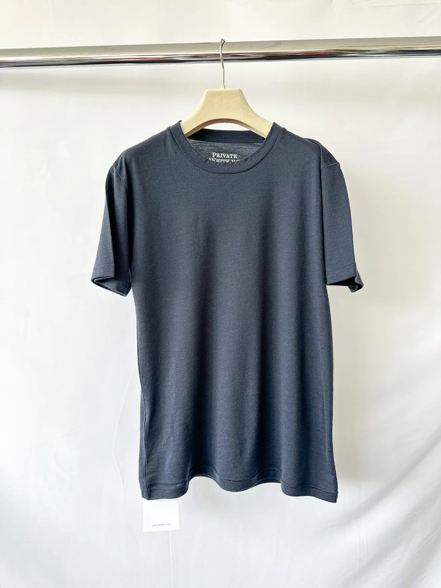 Private White V.C Merino Wool Manchester Tee Shirt In Navy - Imagen 2