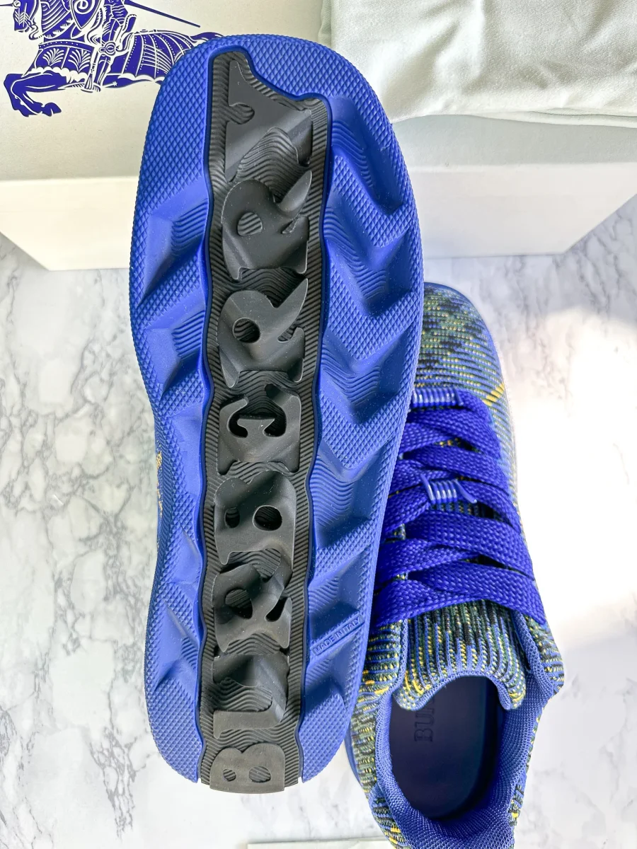Burberry Check Knit Box Chucky Sneakers Blue - Imagen 9