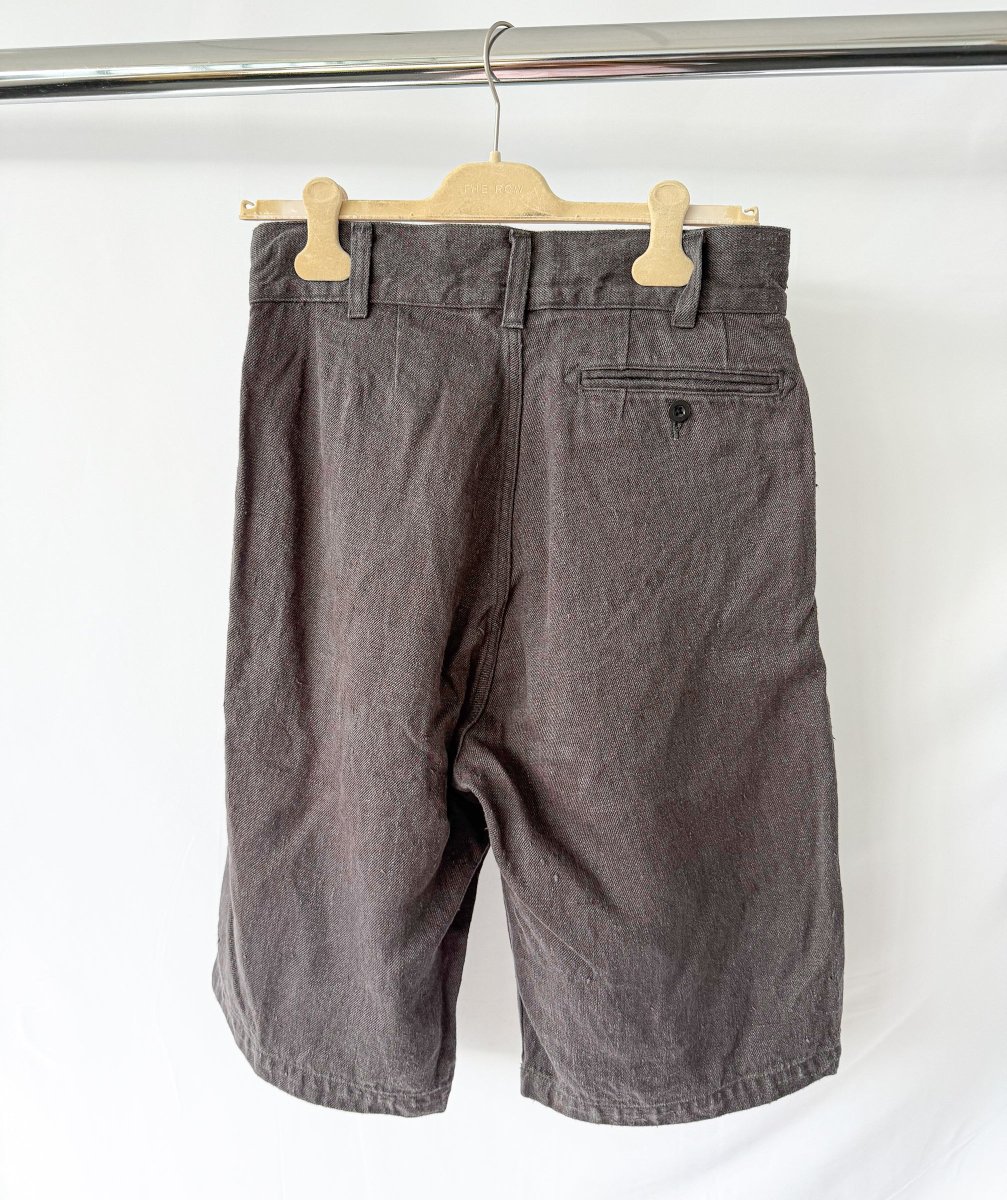 Nigel Cabourn Hemp Desert Shorts Charcoal Grey Double Pleat - Imagen 3
