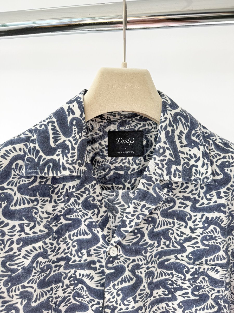 Drake's Block Print Duck Camp Collar Shirt - Imagen 4