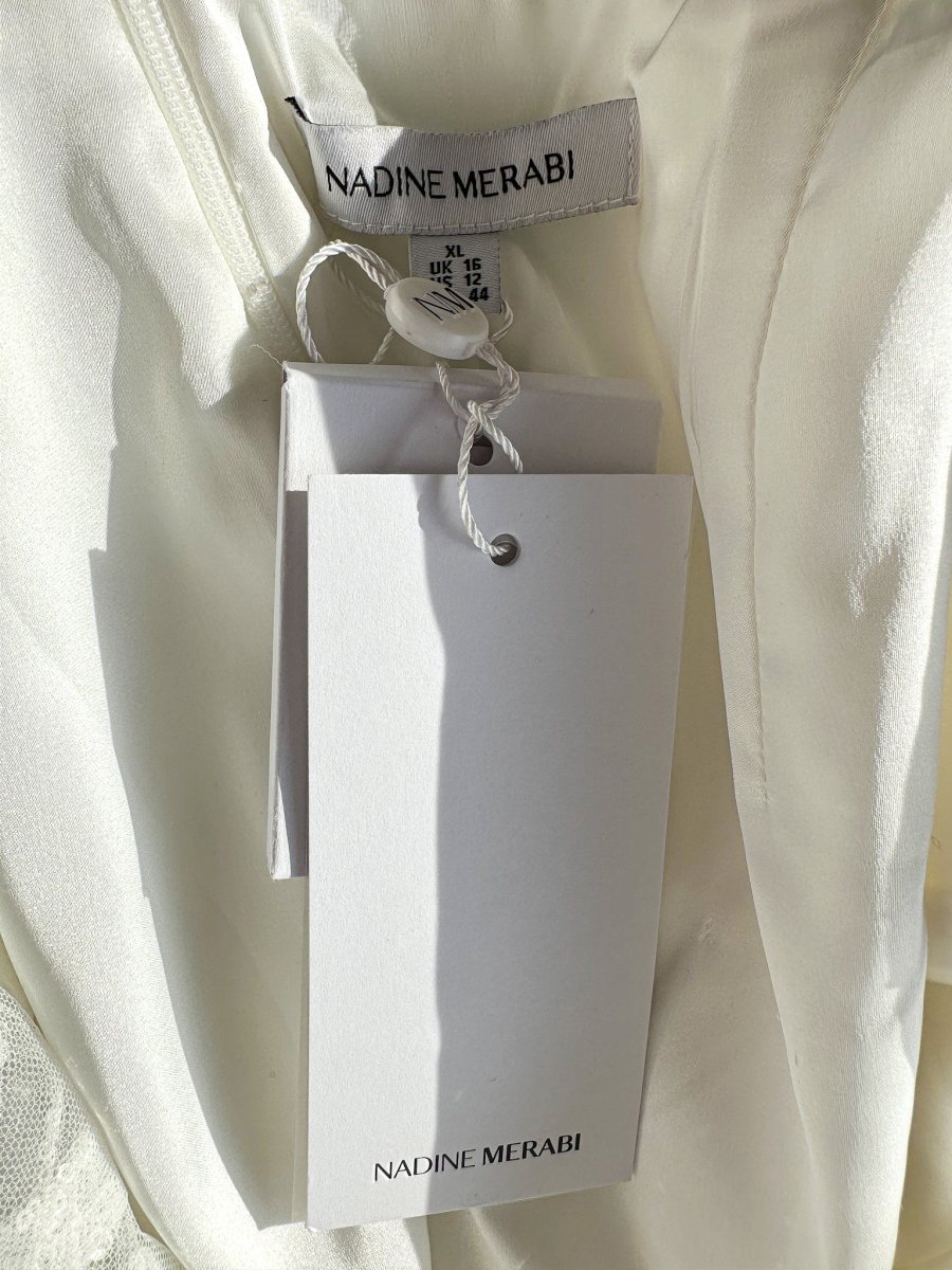 Nadine Merabi White Elissa Embellished Lace Feather Detail Jumpsuit - Imagen 6