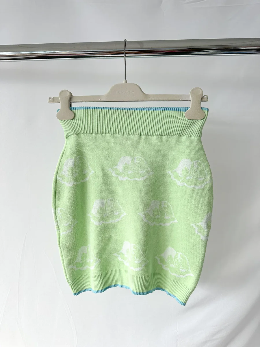 Fiorucci Green Cherubs Angels Intarsia Knit Mini Skirt - Imagen 4