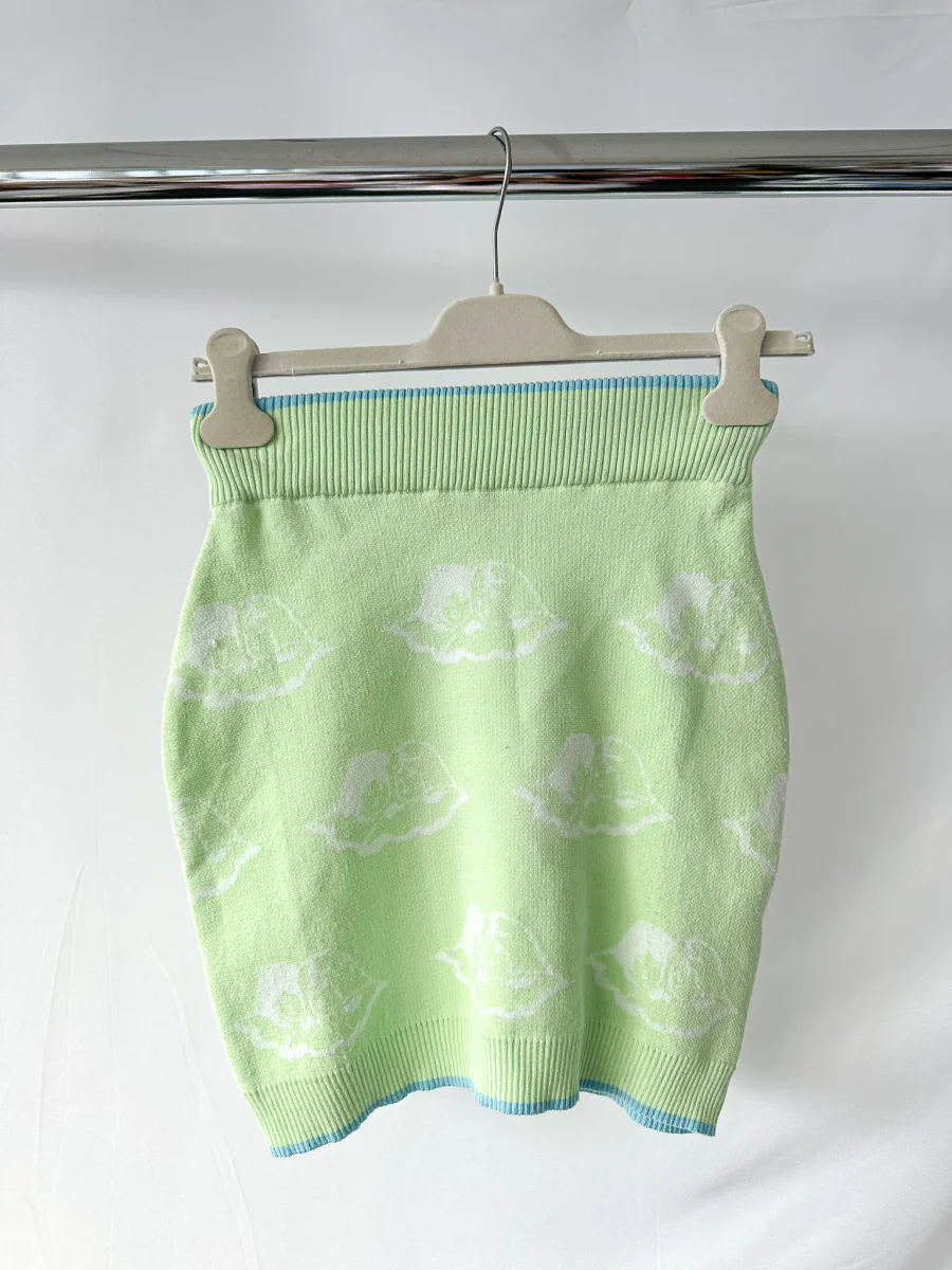 Fiorucci Green Cherubs Angels Intarsia Knit Mini Skirt - Imagen 6