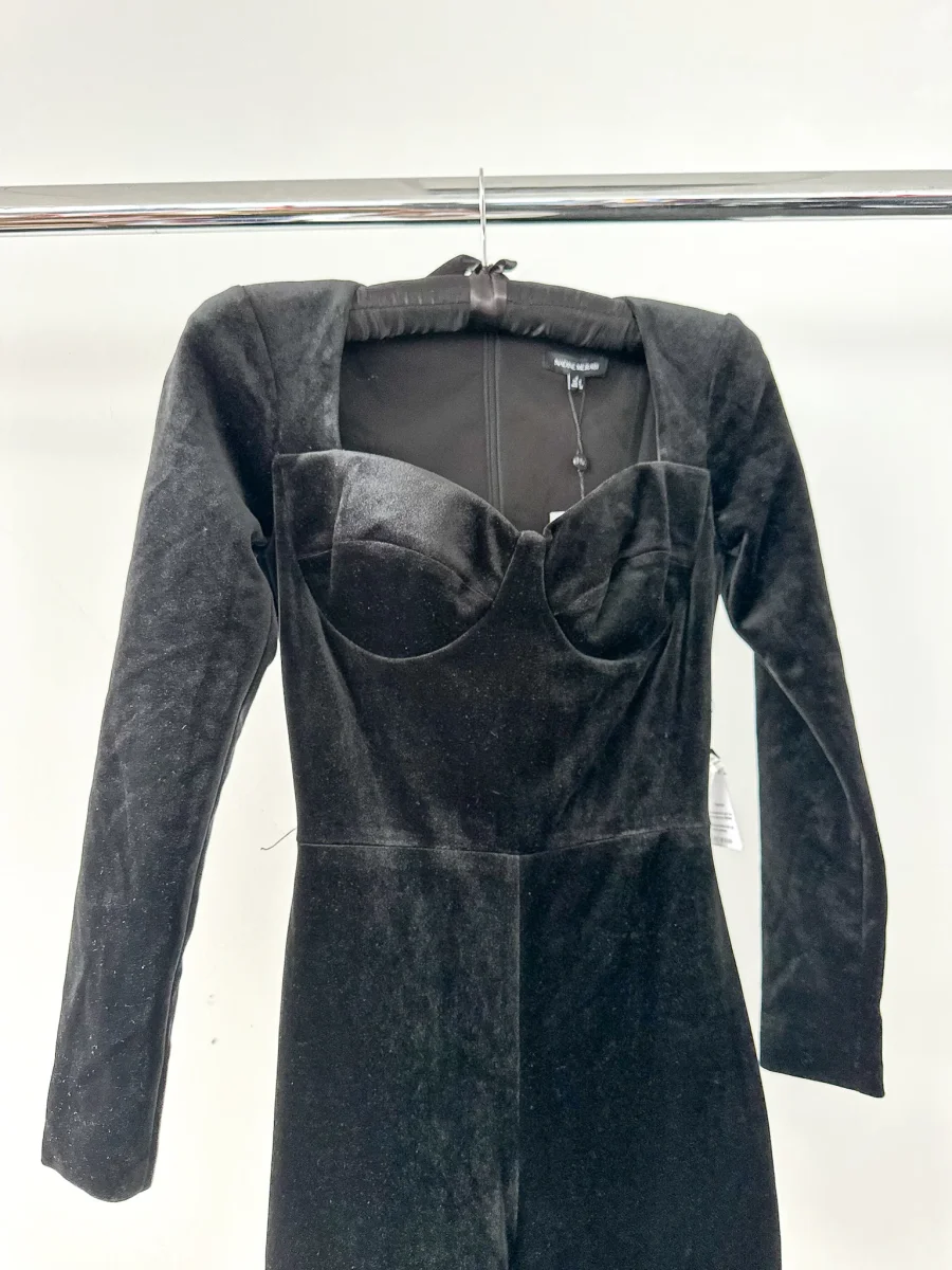 Nadine Merabi Black Natalia Velvet Corseted Sweeheart Neck Jumpsuit - Imagen 9