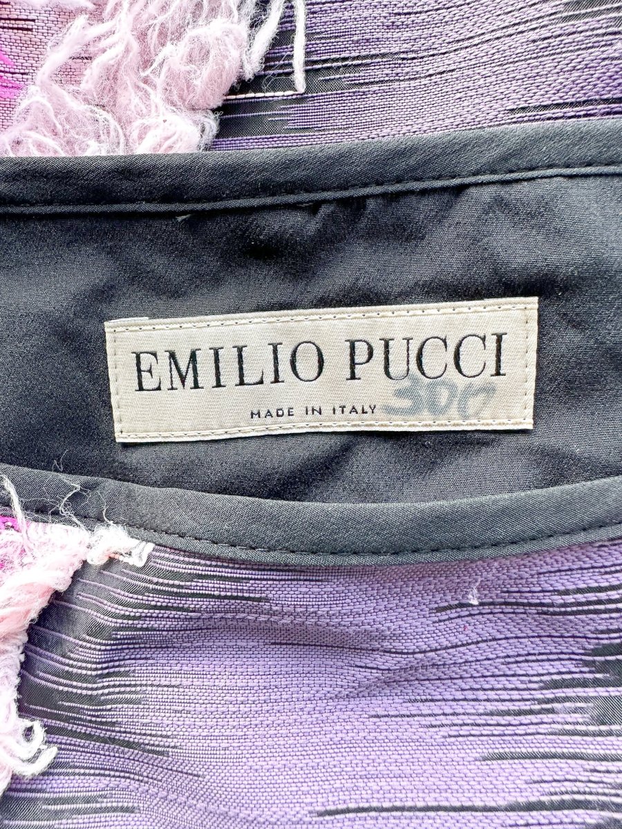 Emilio Pucci Black Pink Striped Fringed Pink Mini Skirt - Imagen 7