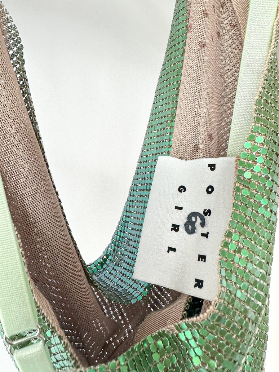 Poster Girl Green Metal Mash Backless Chainmail Bambi Top - Imagen 9