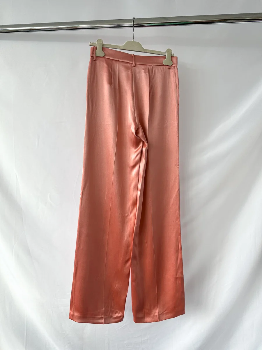 Magda Butrym Pink Silk Satin Tailored Trousers - Imagen 5