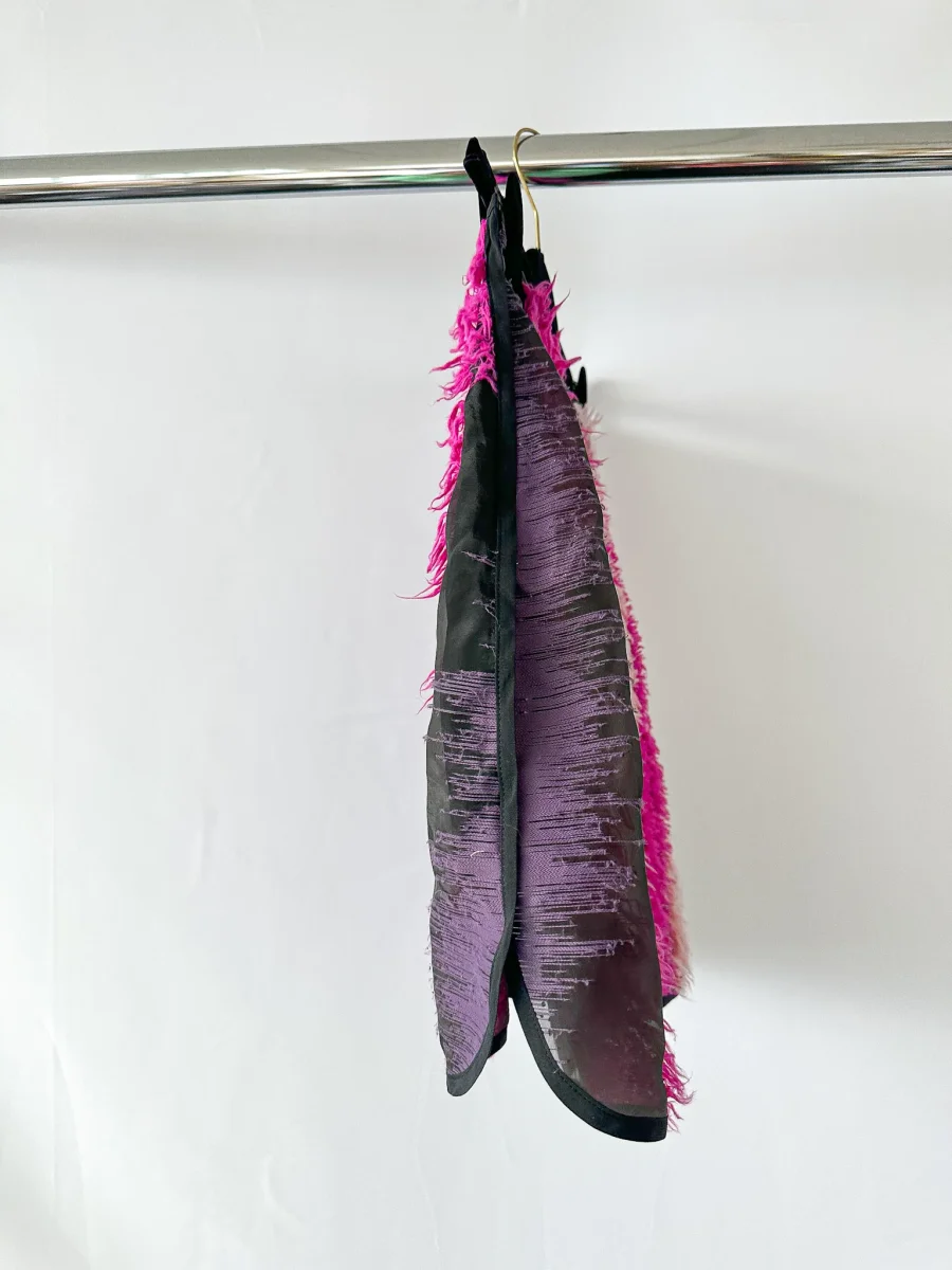 Emilio Pucci Black Pink Striped Fringed Pink Mini Skirt - Imagen 6