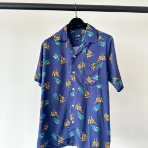 Drake's Navy Bathers Holidays Camp Collar Shirt