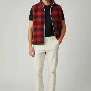 Drake's Buffalo Check Wool Blend Bouclé Vest Gilet In Red Black
