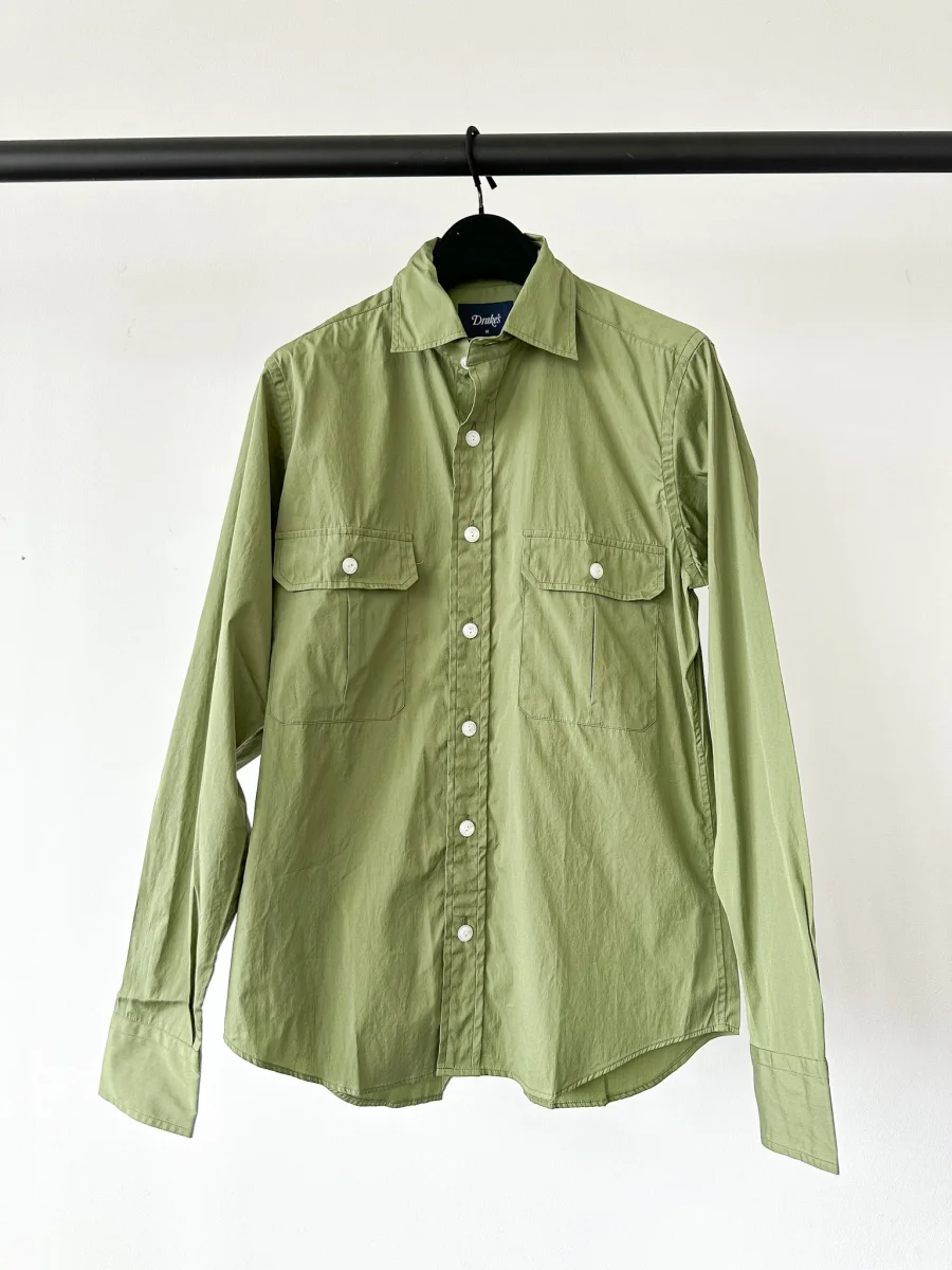 Drake's Green Double Pocket Button-Up Shirt