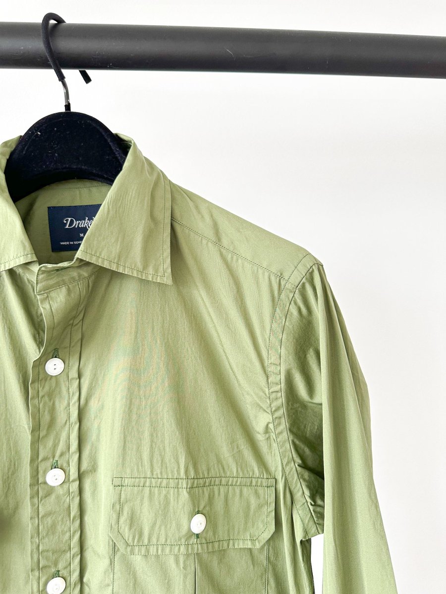 Drake's Green Double Pocket Button-Up Shirt - Imagen 3