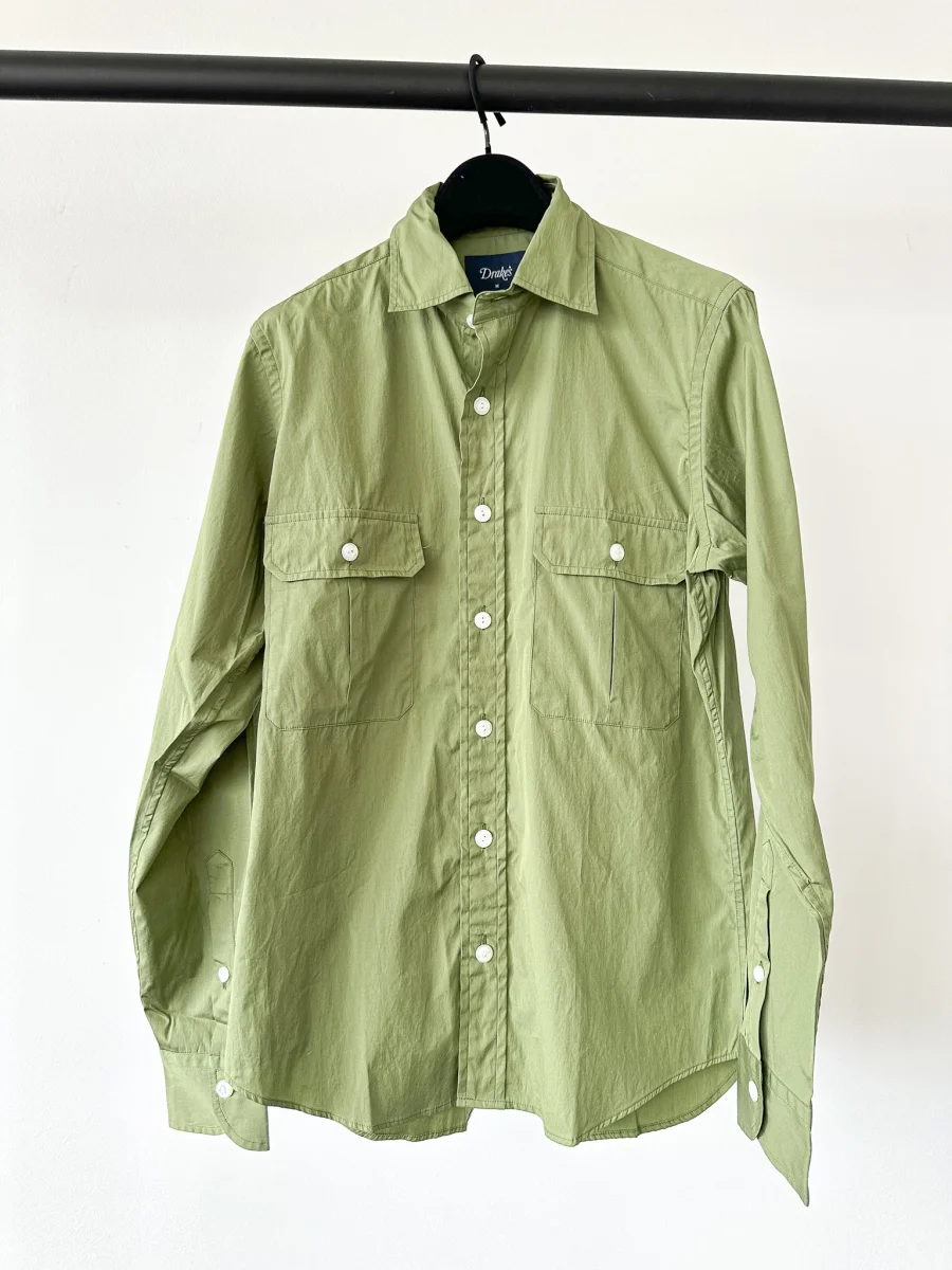Drake's Green Double Pocket Button-Up Shirt - Imagen 5