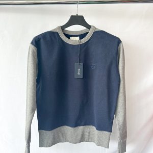 Drake's Navy and Grey Contrast Body Sweatshirt