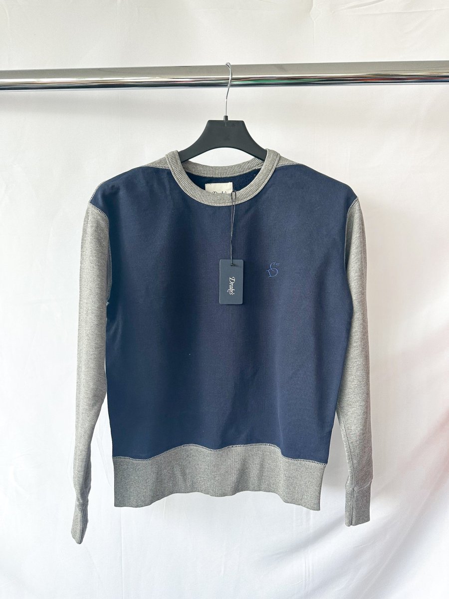 Drake's Navy and Grey Contrast Body Sweatshirt - Imagen 2