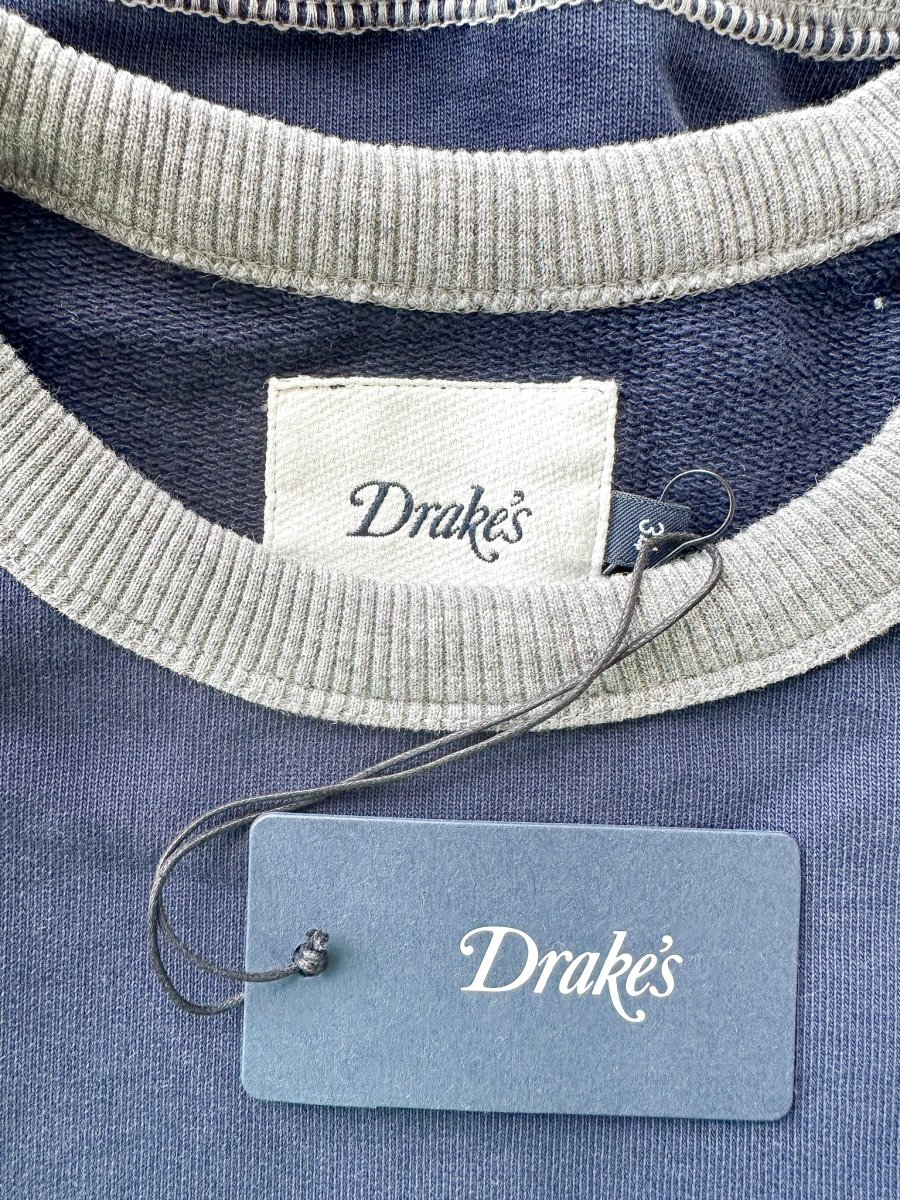 Drake's Navy and Grey Contrast Body Sweatshirt - Imagen 6