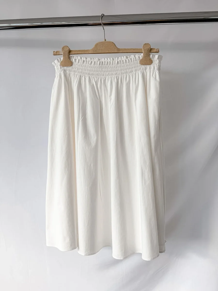 Reformation White Smock Waist Organic Cotton Midi Skirt - Imagen 3