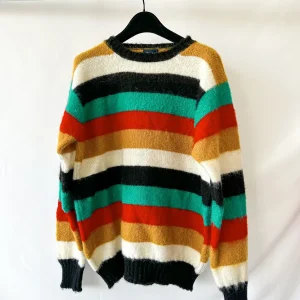 Drake's Shetland Jumper In Multi Coloured Stripe
