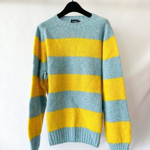 Drake's Shetland Jumper Light Blue Yellow