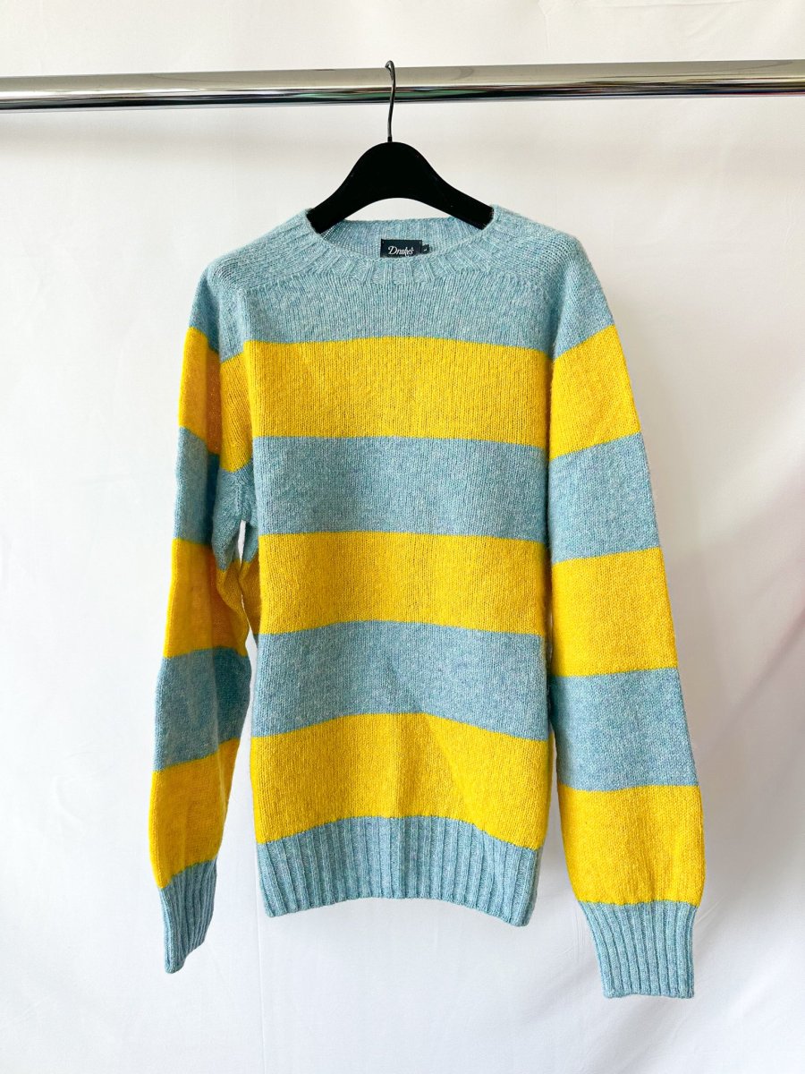 Drake's Shetland Jumper Light Blue Yellow - Imagen 2