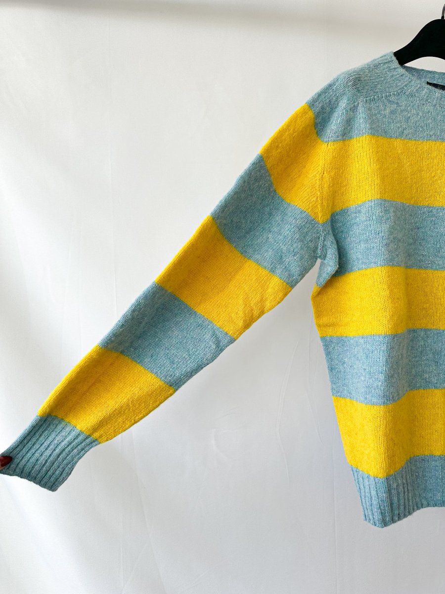 Drake's Shetland Jumper Light Blue Yellow - Imagen 3