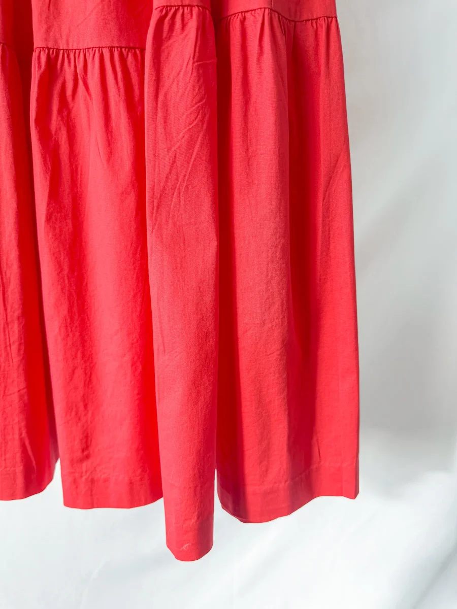 Staud Red Cotton Poplin Tiered Sea Skirt - Imagen 3