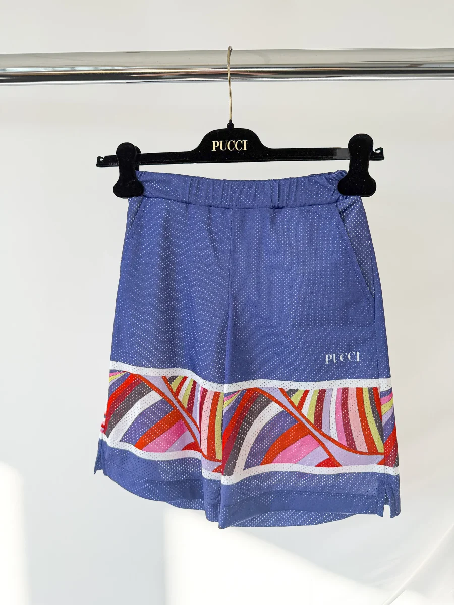 Pucci Kids Purple Printed Mesh Shorts
